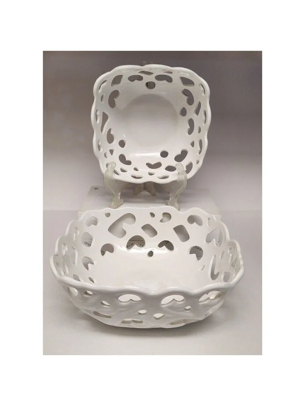 Tabletops Gallery Serving Baskets/Bowls High Fired Porcelain Set Of 2 Oven Safe